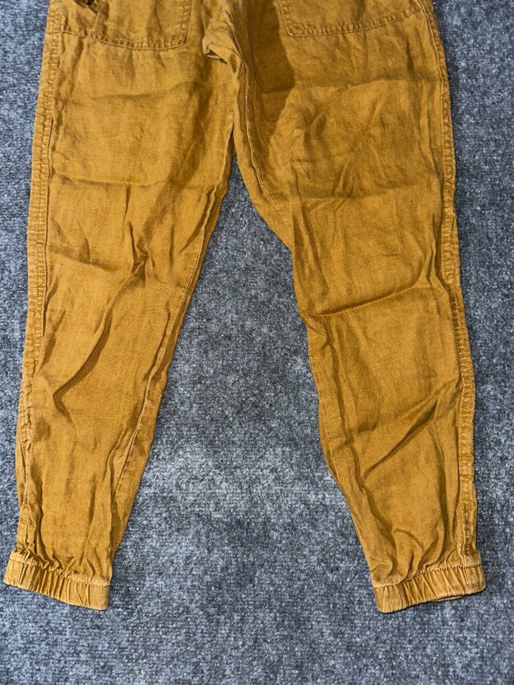 Athleta Pants Women 2 Cabo Linen Jogger Brown Gold Linen Zip Pockets Tie Waist - Picture 2 of 7